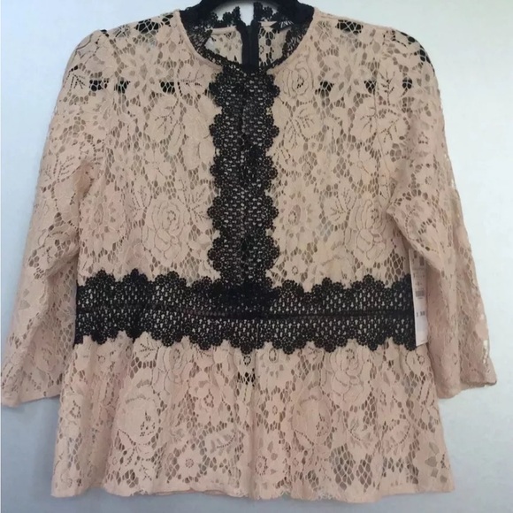 ZARA NEW WOMAN SS19 BEIGE-PINK CONTRAST LACE TOP REF:2157/035 XS - Picture 5 of 10